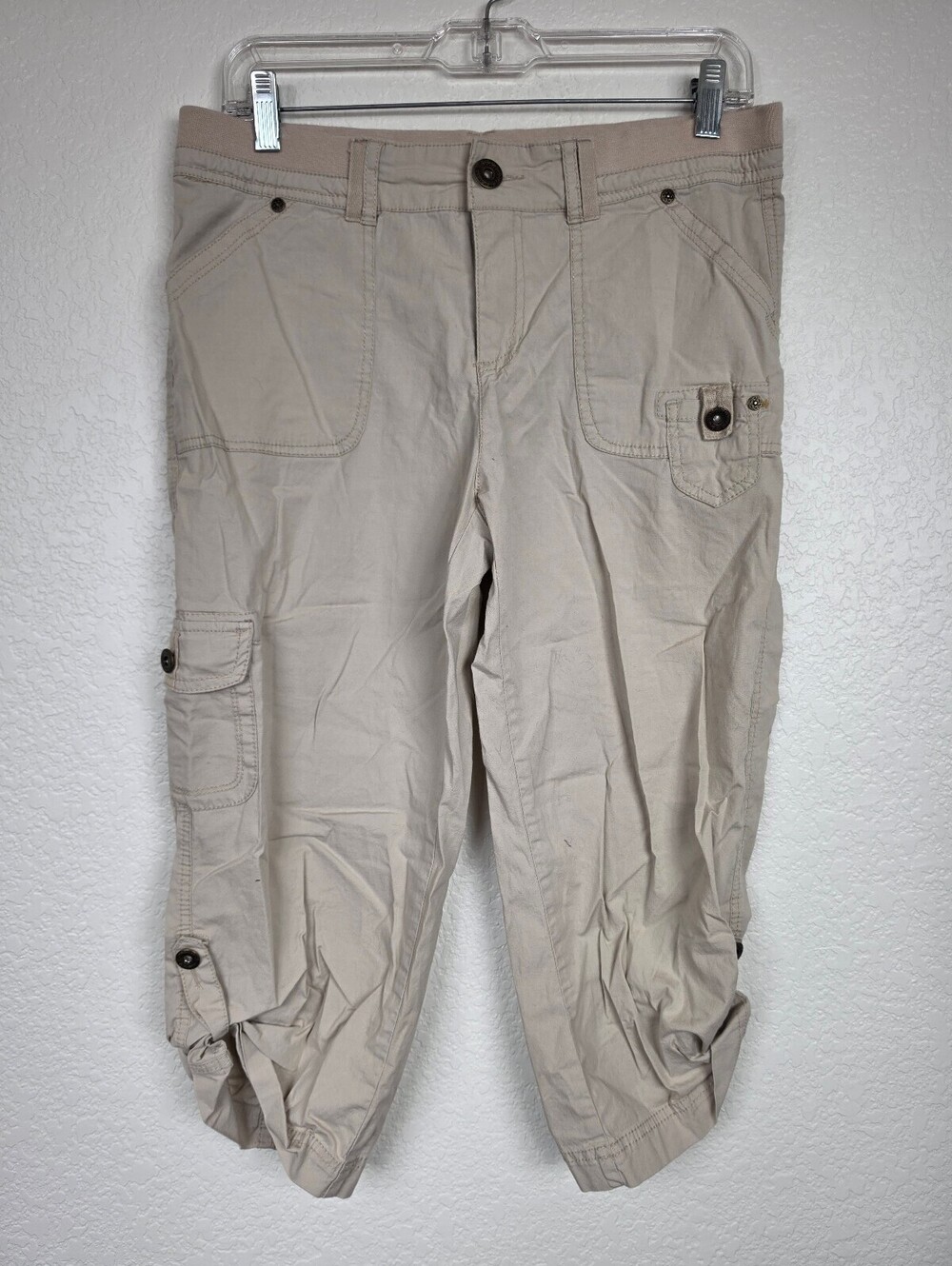 Beige Petite Cargo Capris Pants Y2K Size 8